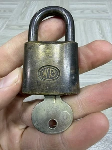 Vintage WB Wilson Bohannon Messing Vorhängeschloss Schloss mit Original Schlüssel Made in USA - Bild 1 von 12