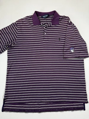 Northwestern Wildcats Polo Shirt Mens Large Purple Striped Golf Ralph Lauren - Image 1 of 4