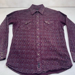 Rodeo Carte Shirt Mens Medium Pearl Snap All Over Print Floral Western Cowboy - Picture 1 of 18