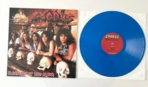 EXODUS Pleasures Of the Flesh Blue Vinyl LP w/ Insert NM- / VG+ Thrash Metal - Picture 1 of 23