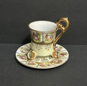Vintage Royal Vienna Arnart Footed Demitasse Teacup & Saucer w/Beehive Mark - Picture 1 of 24