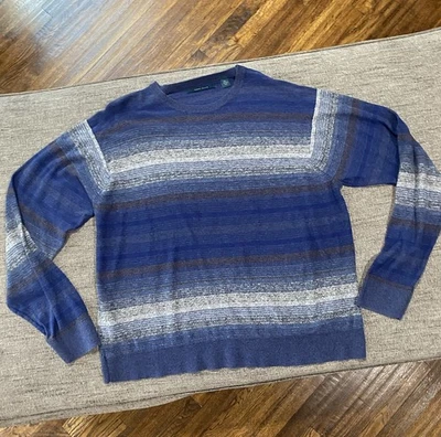 Perry Ellis Linen Blend Striped Mens Blue XXL Crew Neck Sweater - Image 1 of 4