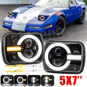 Par de faros LED 7x6"" 5x7"" haz alto/bajo DRL para Chevy Corvette C4 1984-1996 - Imagen 1 de 16