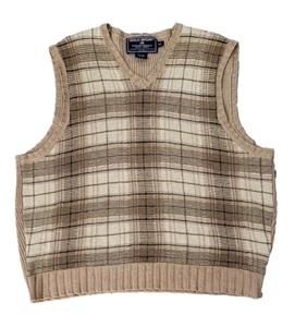 Vintage Ralph Lauren Polo Sportsman Leinen Baumwolle Seide beige kariert Pullover Weste Gr. XL - Bild 1 von 3