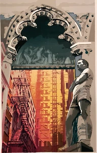 THE ROCK, screenprint, silkscreen, figure, Christian cathedral, serigraph print - Picture 1 of 9