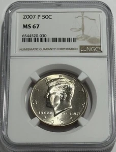 2007 P NGC MS67 Mint State Clad Kennedy Half Dollar Business Strike 50c JFK Coin - Picture 1 of 3