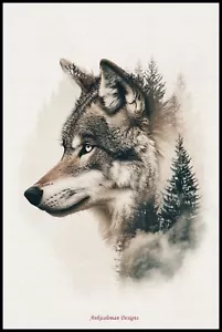 Abstract Wolf 2 - Counted Cross Stitch Patterns - Color & BW Symbols - Picture 1 of 2