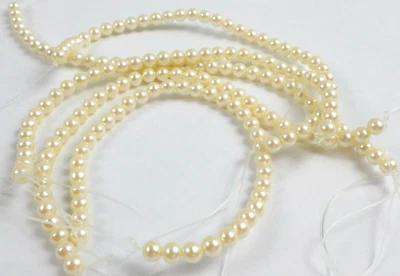 10 - Vintage 7" Champagne Faux 5mm Pearls 180 Beads Strands Very Good Quality Foto 1 de 4