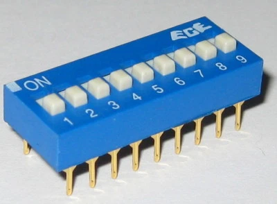 9 Position DIP Switch - ECE - SPST - Fits 18 Pin Socket - Gold Plated Contacts - Image 1 of 4