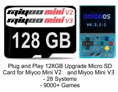 Miyoo Mini V2 V3 Plug & Play Upgrade 128GB Micro SD Card with Onion OS - Image 1 of 4