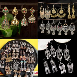 Women Bollywood Earrings Multi-style Tassel Dangle Ethnic Jhumka Jhumki Earrings - Picture 1 of 392