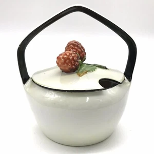 Vtg Noritake Morimura Porcelain Jam Jelly Jar w/Berry Handle Hand Painted Japan - Picture 1 of 9