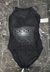 Kenneth Cole Reaction Black Crochet One-piece Swimsuit Women's XL Nwt - Picture 1 of 4