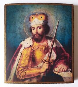 Christian Orthodox Icon St. Alexander Nevsky, Handmade, Wooden board 16.5x14cm