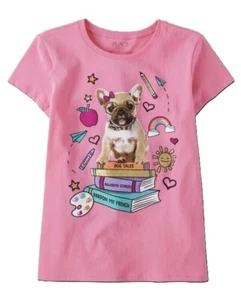 New Pink TCP The Children's Place Puppy Dog Books Tee Shirt Size XL 14 NWT - Picture 1 of 2