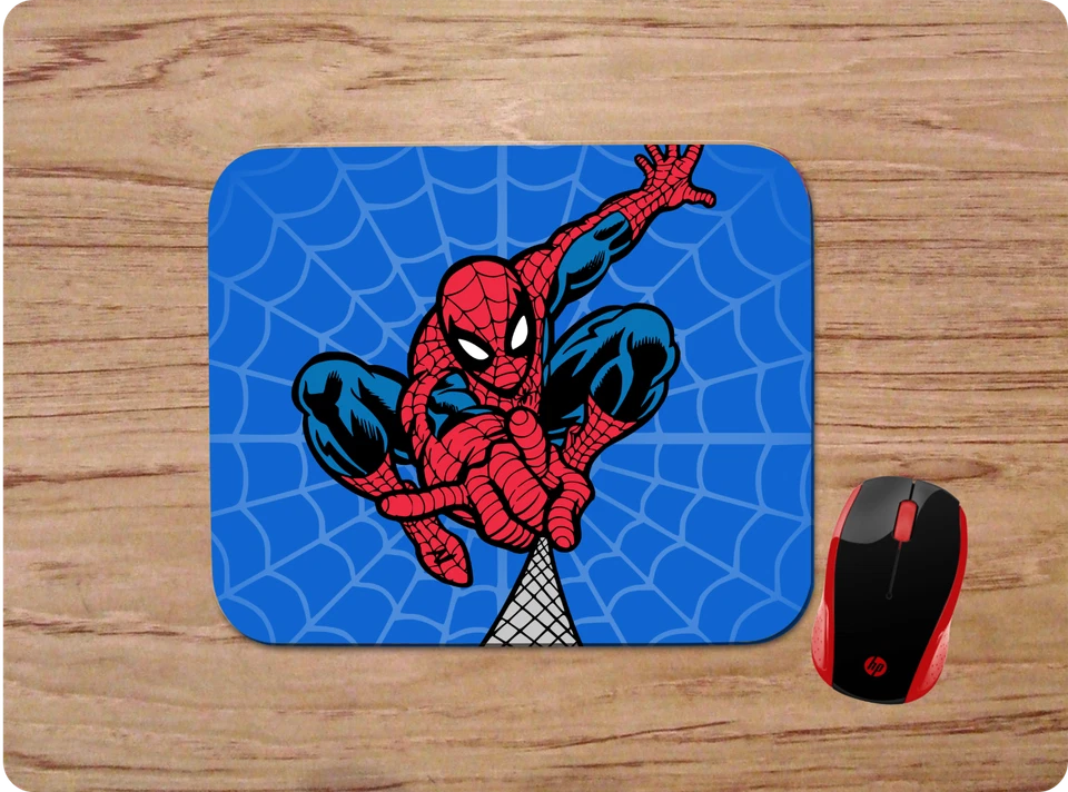 SPIDERMAN SHOOTING WEB BLUE BACKGROUND CUSTOM MOUSEPAD MOUSE PAD PC GAMING - Image 1 of 1