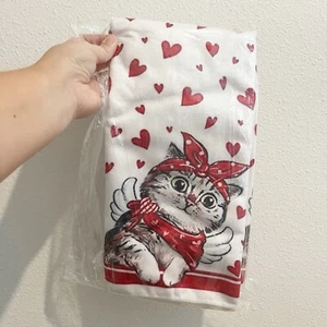 Neu mit Etikett Arkeny Valentine Katze Küchentücher 2er Set rot Herz Be My Valentine - Bild 1 von 6