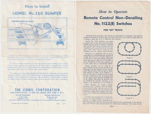 C1956 Lionel Install Instruction No 260 Bumper Operate 1122(E) Switch Model RR - Picture 1 of 7