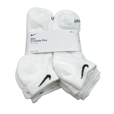 Paquete de 6 calcetines bajos Nike Everyday Plus con cojín para hombre talla 8-12 blancos NUEVOS SX7042-100 Foto 1 de 4