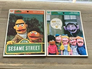 2 VINTAGE 1977 WHITMAN FRAME TRAY PUZZLES SESAME STREET BERT ERNIE COUNT  - Picture 1 of 4