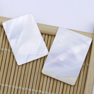 2 PCS Natural White Oblong Shell Mother of Pearl 20mmX30mm Crafts Mosaic Tile - Picture 1 of 4