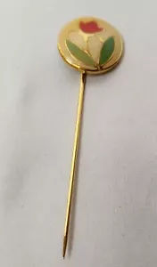 Vintage Gold Tone Lapel Stick Pin with Flower - Picture 1 of 5