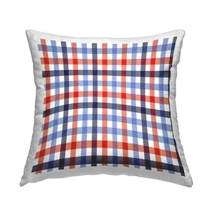 Red Blue Tartan Plaid Pattern Outdoor Printed Pillow, 18 x 18, Multi-Color - Picture 1 of 7