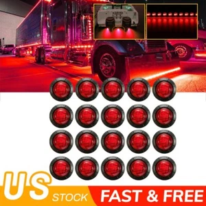 20PCS Red 3/4"Round LED Bullet Clearance Side Marker Lights For Truck Trailer RV - Picture 1 of 16