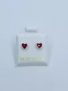 14k Gold Ohrringe Herz Mädchen oder Damen Nieten - Aretes de 14K en oro