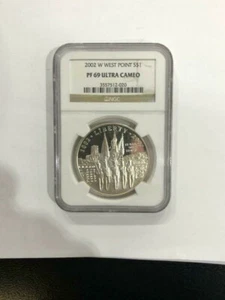 2002 W WEST POINT PF69 ULTRA CAMEO NGC SILVER COMMEMORATIV DOLLAR NO RESERVE - Picture 1 of 2