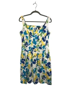 Chaps Floral Sundress Square Neck Box Pleats #1201 - Picture 1 of 8