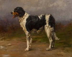 Impresión en lienzo de William Frank Calderón retrato de un perro pistola 16 x 20 - Imagen 1 de 4