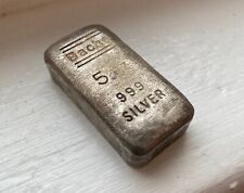 DEEPLY Toned BACHE 5oz Uncommon Vintage Poured 999 Silver Bar