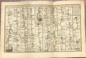 Mapa de ruta de 1765 - Londres a Portsmouth y Southampton - Guildford a Chichester - Imagen 1 de 3