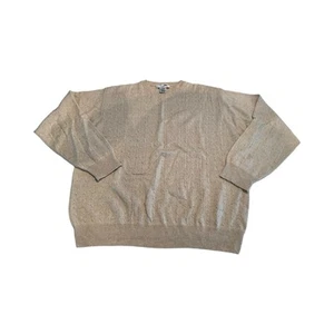 I Levrieri Men's XXL Cashmere Silk Cable Knit Tan Crewneck Sweater Italy - Picture 1 of 4