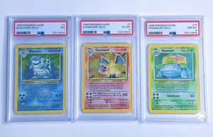 1999 Pokemon Base Set Unlimited Holo Charizard, Blastoise & Venusaur PSA GRADED - Picture 1 of 11