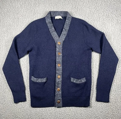 Wallace & Barnes Sweater Mens Medium Blue Shawl Collar Cardigan Wool Blend Knit - Image 1 of 4