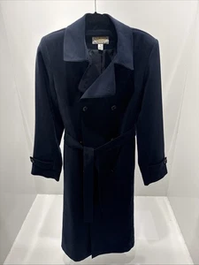 Talbots Petites Damen marineblau zweireihiger Trenchcoat mit Gürtel Größe 8P - Bild 1 von 11