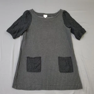 Anthropologie 9-H15 Stcl blusa donna tunica medio spessore manica corta pizzo nero - Foto 1 di 13