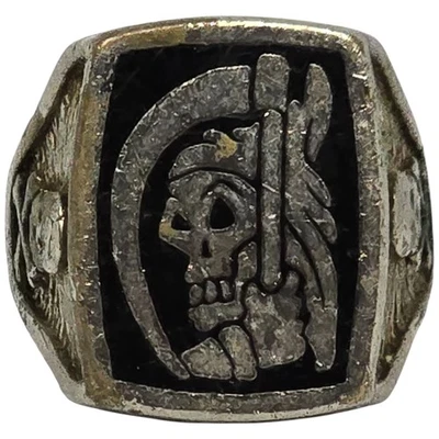 Череп Воин Кольцо Байкера Готика Панк Металлическая Лента Череп и Кости Стороны Без Маркировки - Изображение 1 из 4