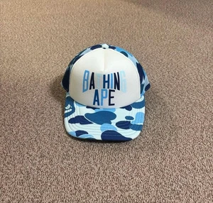 Authentic A Bathing Ape Bape ABC Camo NYC Logo Mesh Cap Trucker Blue New - Picture 1 of 3