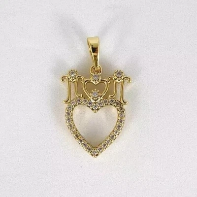 Colgante de diamante simulado de corte redondo de 1 quilate enchapado en oro amarillo de 14 k con corazón para mujer Foto 1 de 4