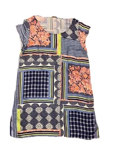 Calypso St. Barth Graphic Patchwork Mini Dress Women's Small Cap Sleeved Silky - Picture 1 of 5