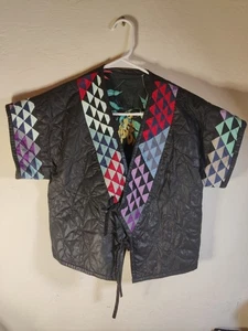 Handgefertigter wattierter Damen-Kurzmantel Retro-Steppstil Farbblock Baumwolle Jacke - Bild 1 von 6