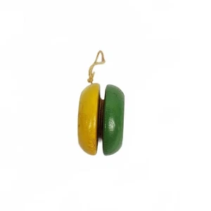 Old Fashioned Toy Wooden Yoyo- No Branding- Works Great Yellow/Green Vintage - Picture 1 of 5