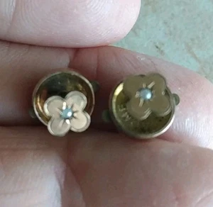 Antike goldgefüllte Saatperlen Damen Kragen Nieten Knöpfe signiert "ACME" - Bild 1 von 6