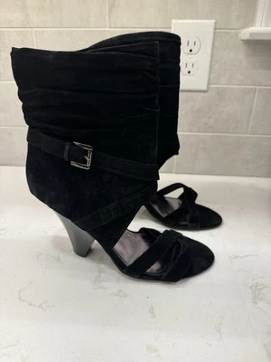 Bakers Women’s Open Toe Suede Booties Black Size 11B Buckle boots - Image 1 of 4