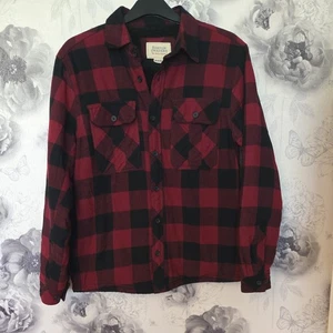 Boston Traders  Red Plaid Fleece Lined Flannel Shacket Size M very warm  - Picture 1 of 10