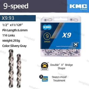 X9 Silver/Grey Kette 9-fach 116 Glieder 1/2"x11/128" Außenlaschen vernickelt - Bild 1 von 10