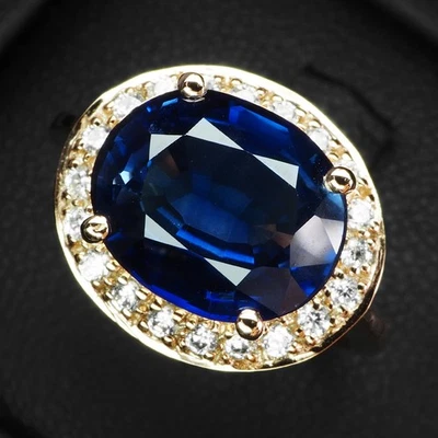 Gorgeous Vivid Blue Sapphire 4.60Ct 925 Sterling Silver Rose Gold Rings Size 6.5 - Image 1 of 4